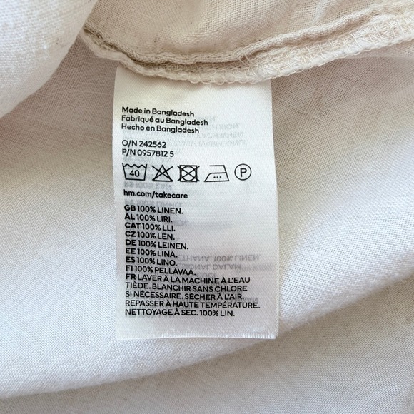 H&M 100% Linen Button Down Normcore Minimalistic Neutral Beige Women's Medium - Picture 9 of 11